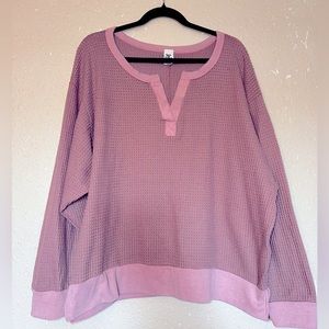 Waffle V-Neck LongSleeve